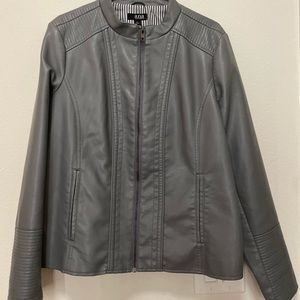 A.n.a leather-like gray jacket.